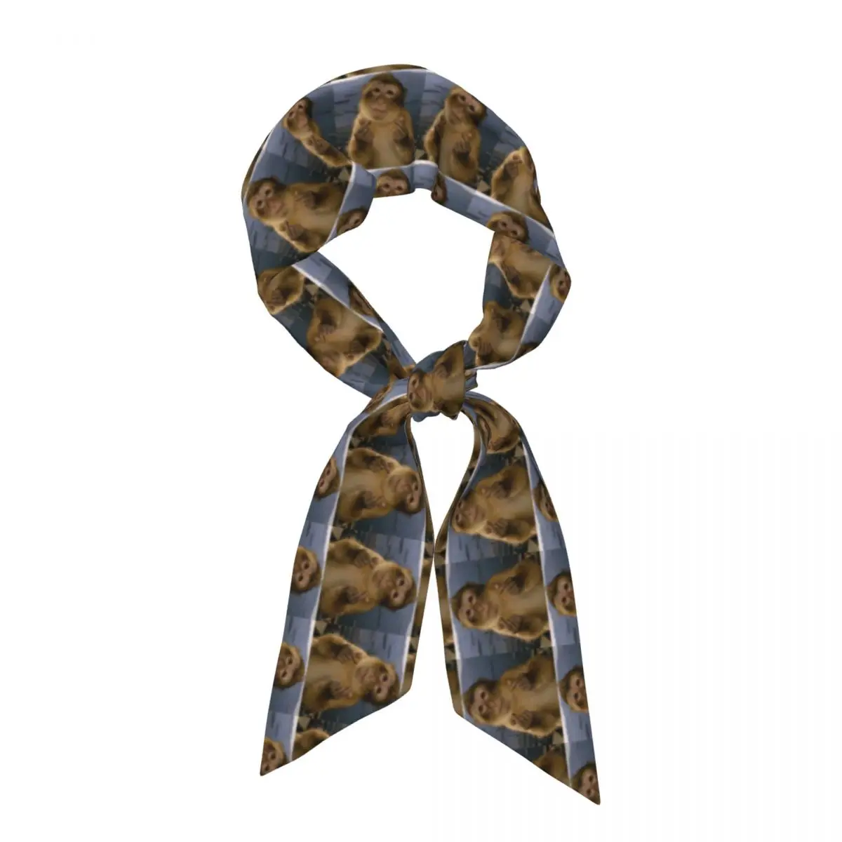 Funny Monkey Meme Graphic (1) Women Long Narrow Scarf Silky Skinny Scarf Multi-use Neck Head Wrap for Office Daily Party