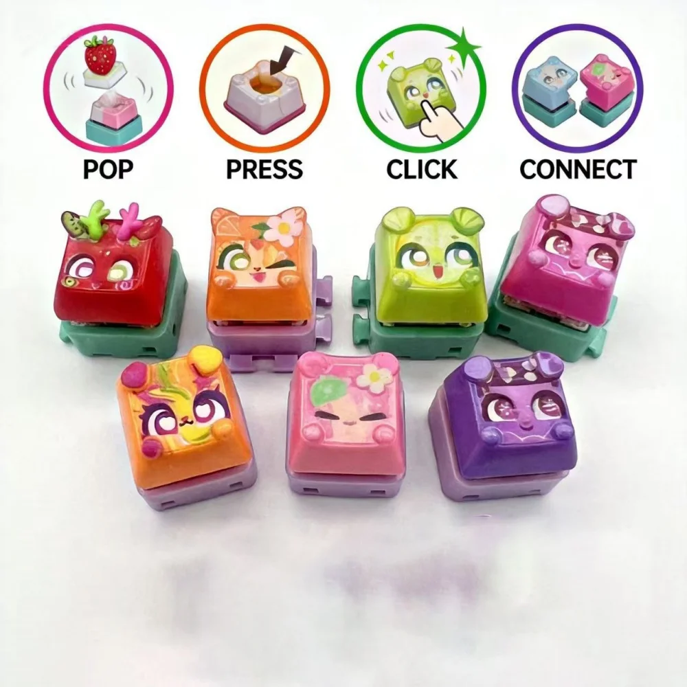 Clickeez Fidget Keycap Schlüsselanhänger mit LED-Beleuchtung, mechanischer Tastaturschalter, Stressabbau-Spielzeug, Blindbox, Sammlerstück, Rucksack-Anhänger – Detail 7