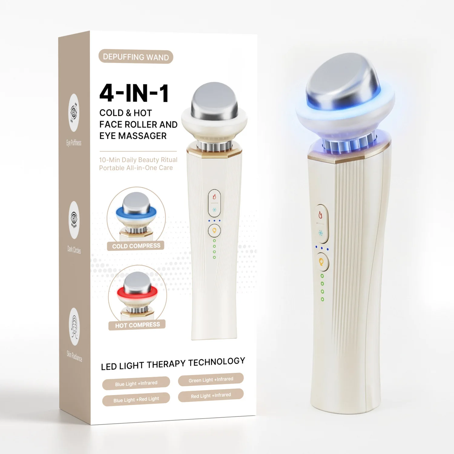 

Electric Handheld Facial Beauty Tool with Hot Cold Red-Light Vibration for Skin Firming Lift Massager