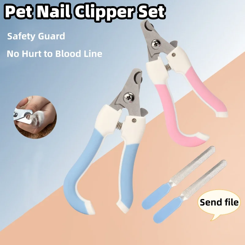 Cortador de Unhas para Cães e Gatos com Parada de Segurança, Afiador de Aço Inoxidável, Cabo Antiderrapante, Ferramenta Segura para Higiene de Pets