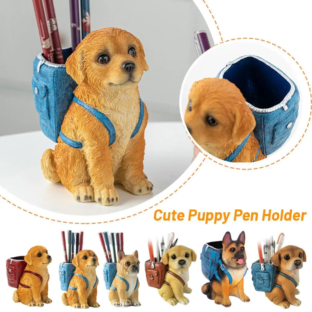 Милый щенок, держатель для ручки, офисное украшение для рабочего стола, держатель для ручек из смолы, канцелярские принадлежности, детские канцелярские принадлежности, подарок, офисный рабочий стол Sc L1S8