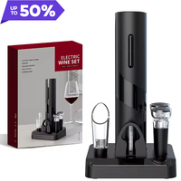 Electric Wine Opener with Multi-functional Corkscrew, Pourer and Bottle Stopper Set