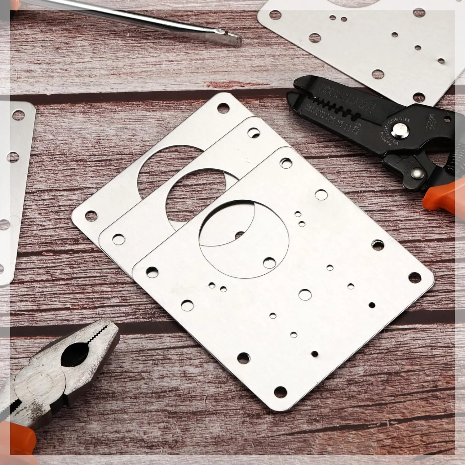 Cabinet Hinge Repair Plate Kit Kitchen Cupboard Door Hinges Mounting Plate With Holes Flat Fixing Brace Brackets Household Tools