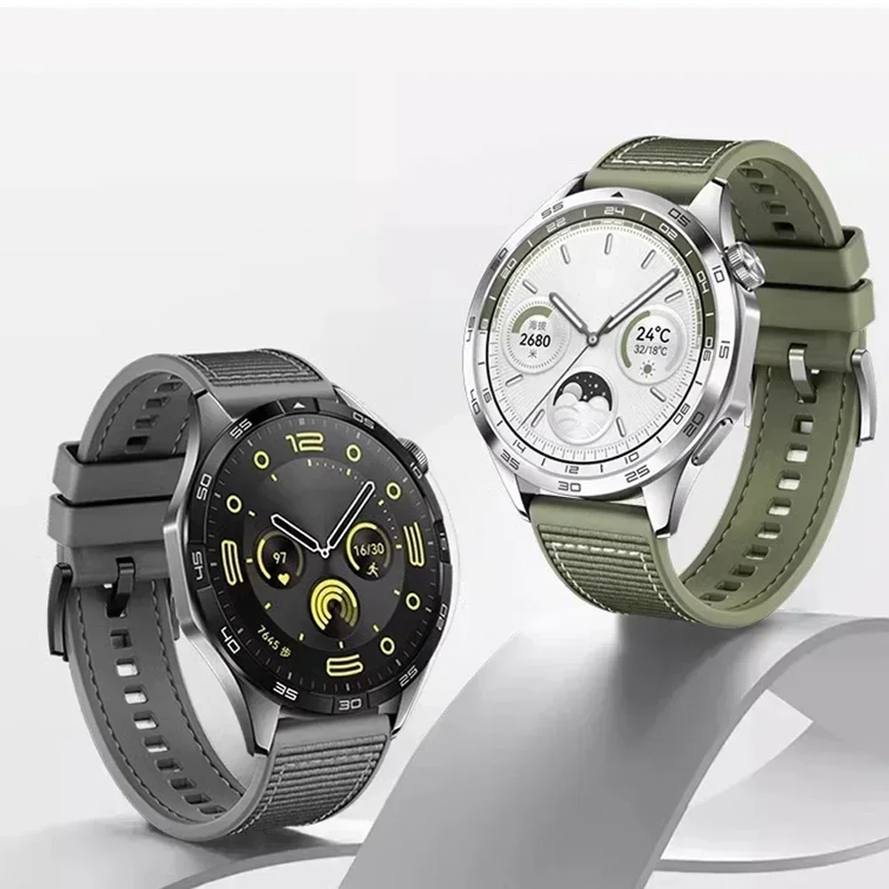 22mm Silicone+Woven Strap for HUAWEI WATCH GT4 GT5 Pro 46mm Watch 4/3 Pro Smartwatch Band for Huawei Watch GT Runner Belt correa