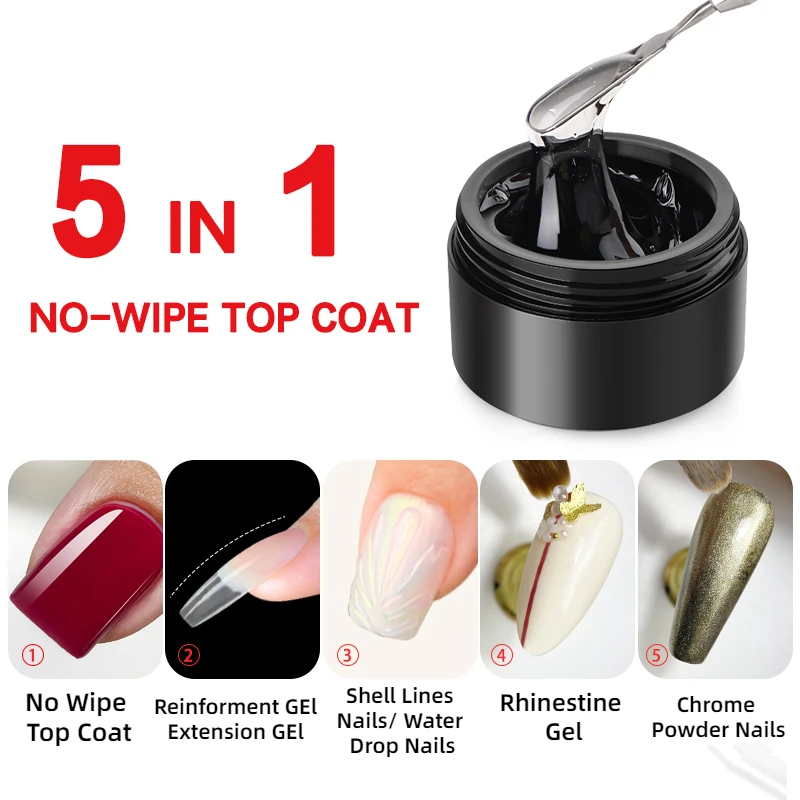 MSHARE Top coat 3D UV LED para uñas, sin limpieza, sin capa pegajosa, gota de agua, 50ml 2