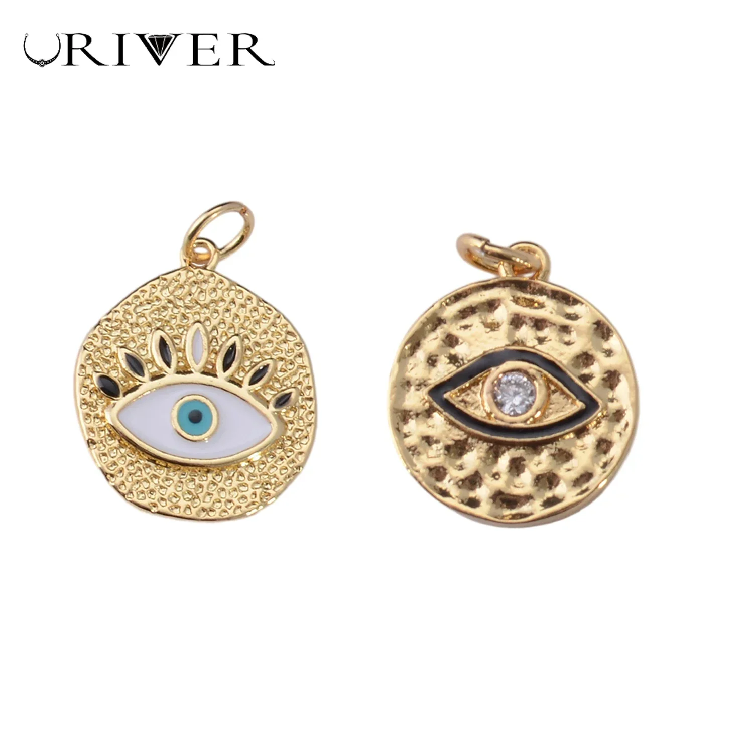 

Brass Zircon Devil's Eye Charm Gold Silver Color DIY Pendant Round Badge Earring Necklace Bracelet Jewelry Accessories Materials