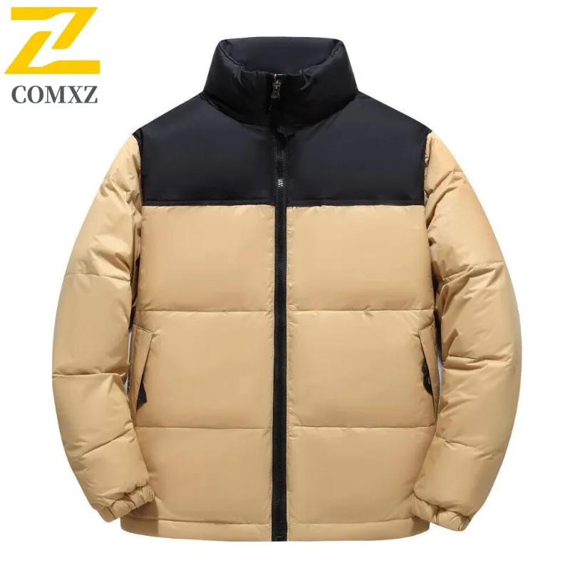 Men Outdoor Leisure Hooded Jacket Winter Parka Fleece-Lined Thickened Puffer Coat Waterproof Windproof Thermal Street Outerwear