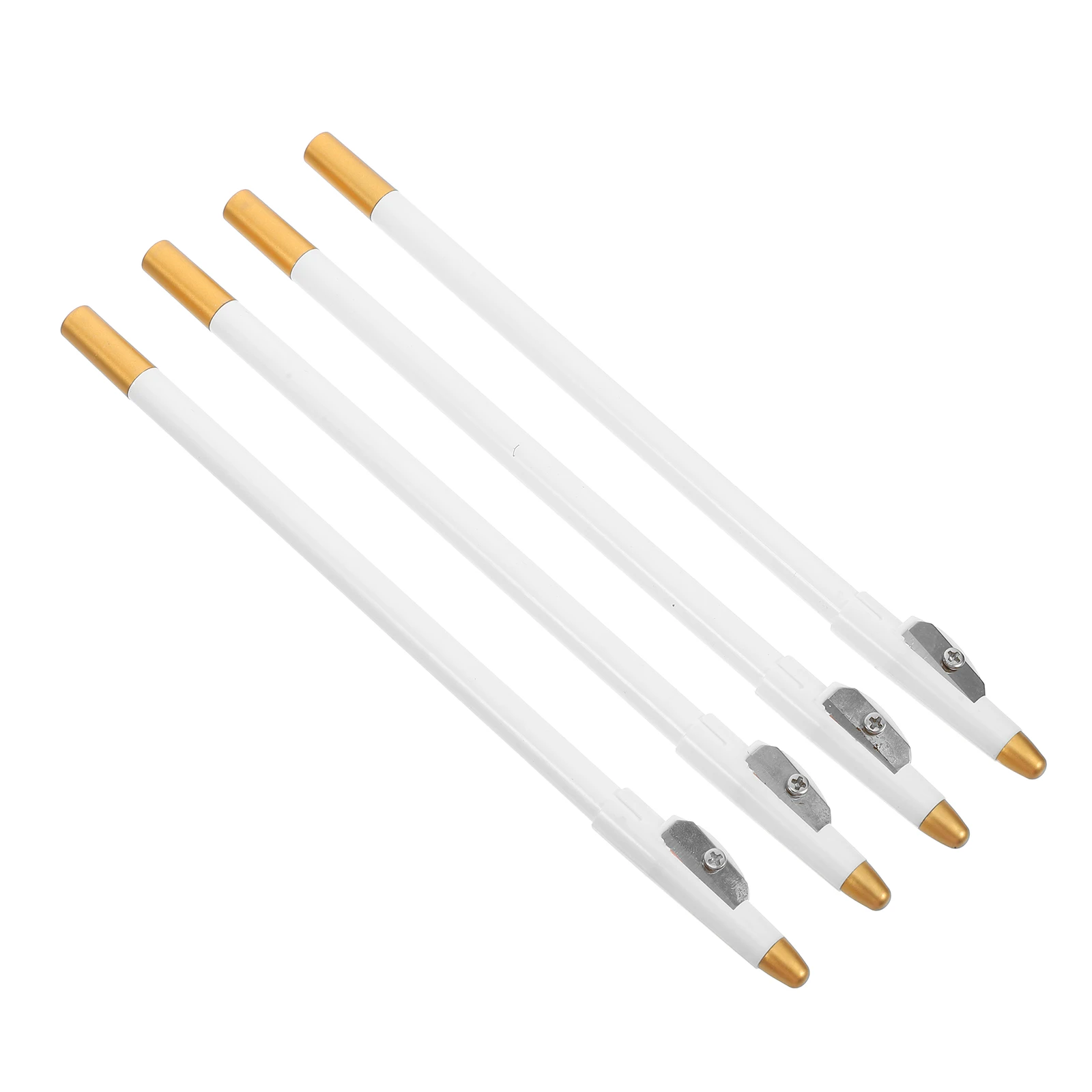 4pcs White Barber Pencil Set With Built In Sharpener For Hair Detailing Beard Guide And Eyebrow Shaping Waterproof Makeup Tools