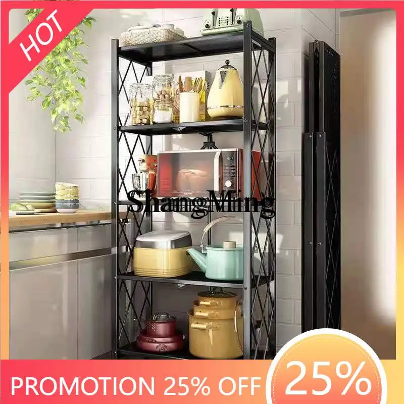 SM kitchen free installation foldable shelves floor-to-ceiling multi-layer shelves removable storage and finishing shelves