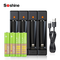 Soshine AAA 1100mWh Lithium Rechargeable Battery 1.5V 1100mWh Batteries and Li-ion AA AAA Smart Rechargeable Batteries Charger