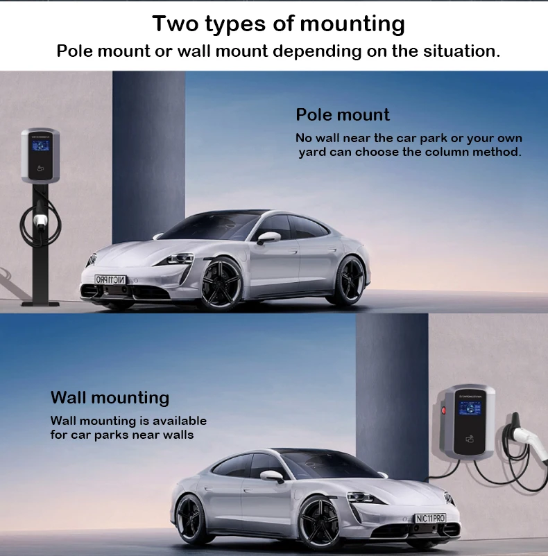 HQ EV Charging Station Type2 Electric Car Charger Wallbox 32A 7/16A 11KW Charging by swipe card Electric Car Charging Station