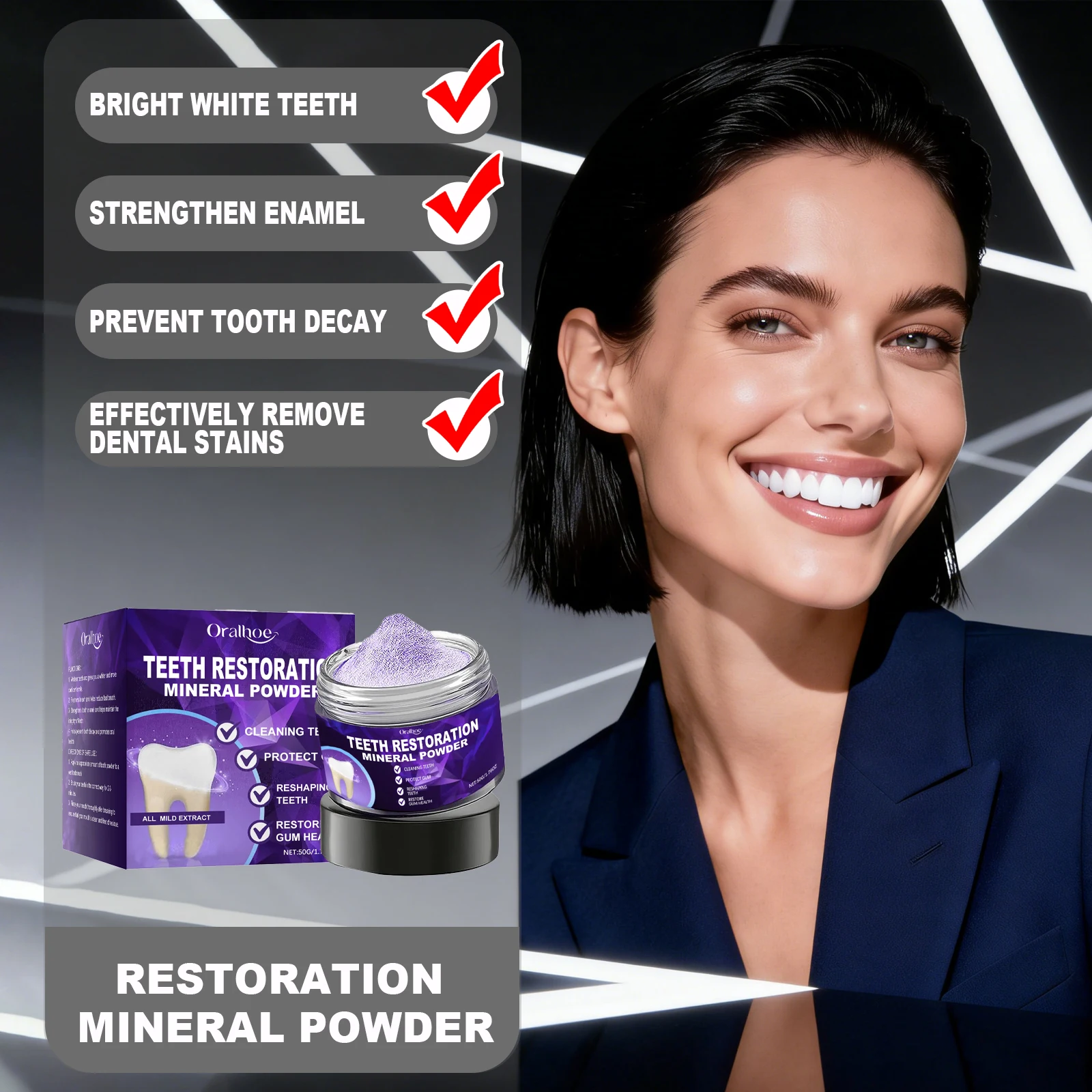 

Purple Teeth Bleaching Powder Strengthen Gums Brighten Tooth Deep Cleaning Oral Fresh And Mild Ingredients Brighten Tooth Care