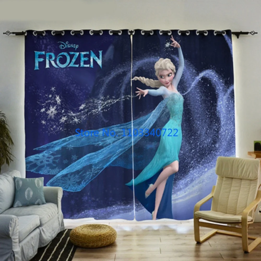 Imagem -03 - Anime Frozen Princess Window Curtain Blackout 3d Print Elsa Anna Jogar Olaf Sala de Estar Quarto Presente Infantil 184x215cm