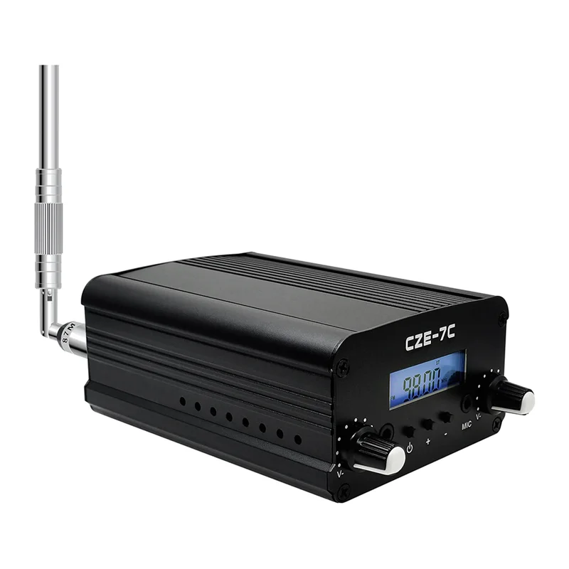 

AU47-CZE-7C 7W Long Range FM Transmitter for Drive-in Church, School & Supermarket Events, Light Shows Conference Stereo