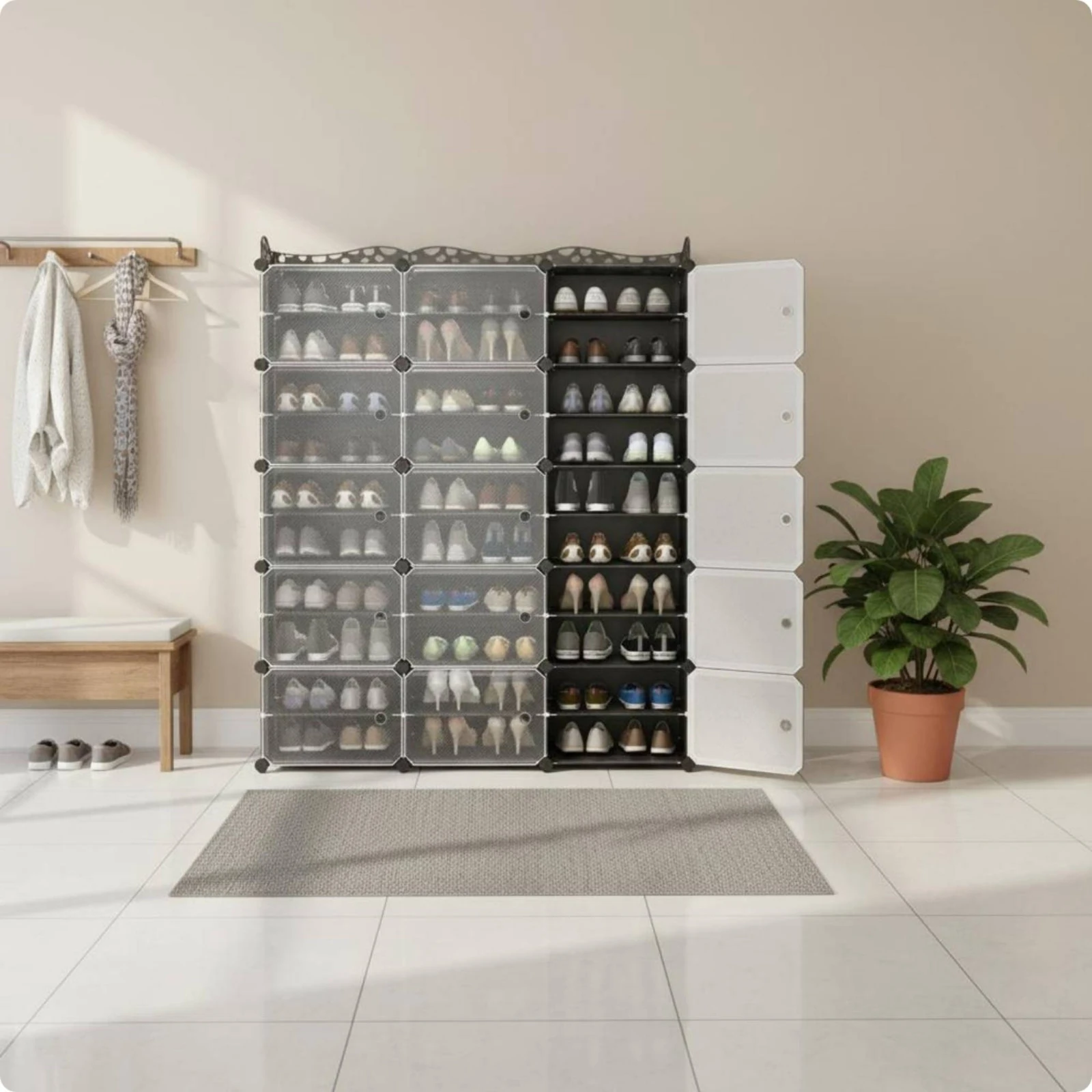 Modular Shoe Cabinet Multi-Layer Dustproof Shoe Cabinet Modular Cube Storage Stacked Cube Shelf Organizer for Indoor