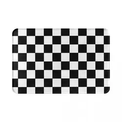 Checkered Black And White Polyester Doormat Rug carpet Mat Footpad Non-slip Washable Corridor Kitchen Bedroom balcony toilet