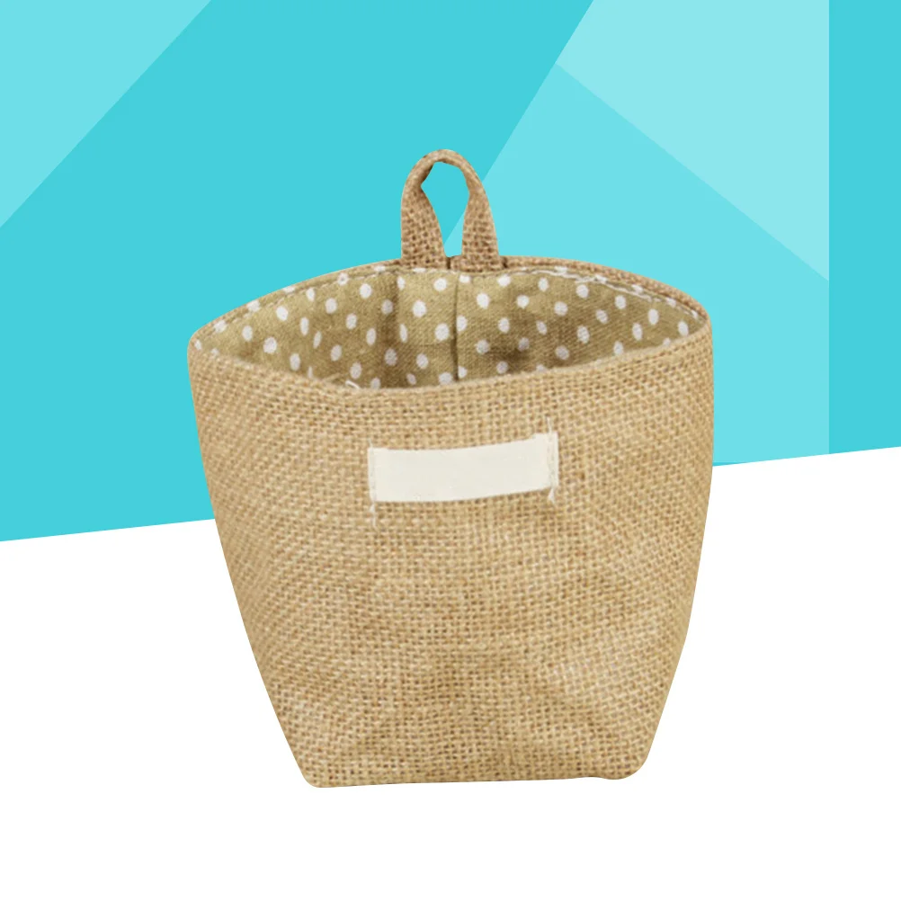 

Hanging Storage Bag Yellow Dot Natural Jute Fabric Organizer For Cosmetics Underwear Clothes Tools Flowerpot Desktop Debris