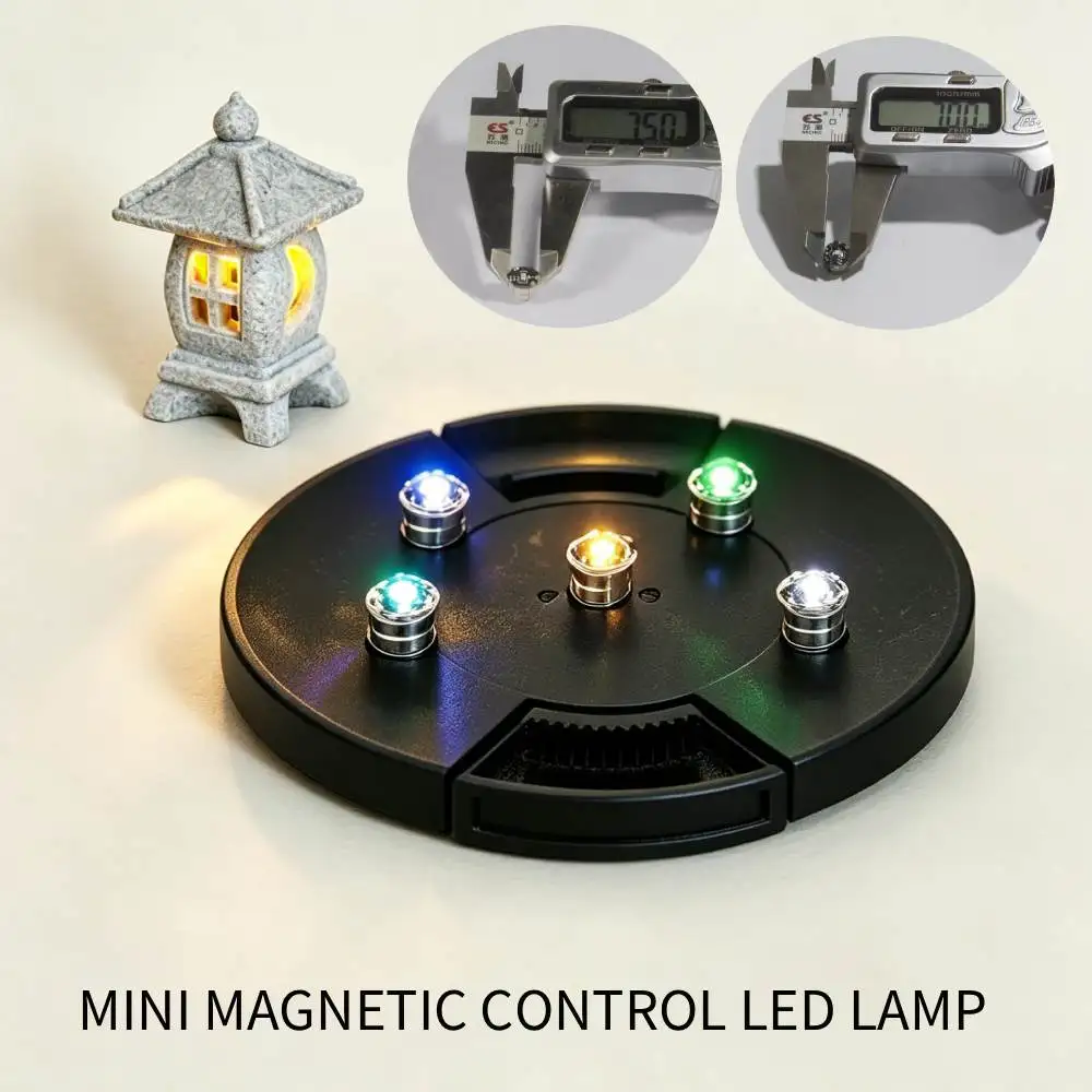 5pcs Mini Magnetic Control Led Lamp 7.5mm Wireless Light for Diy Model Making Robots/Airplane Model/Cars/Diorama with Batteries