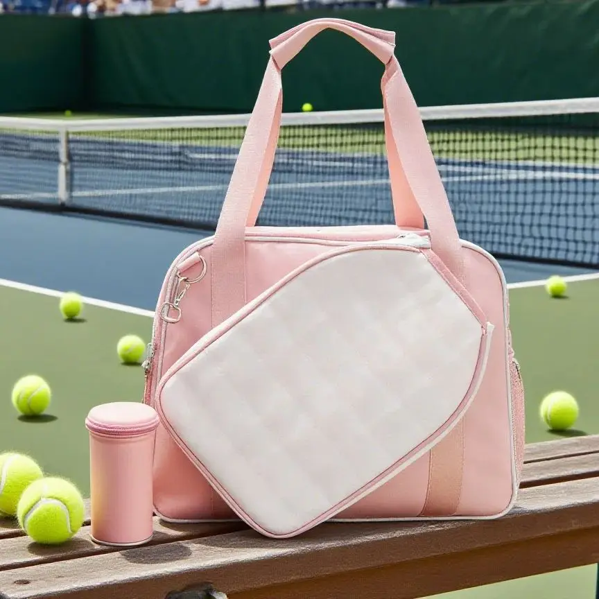 

Jusenda Tennis Handbag Pickleball Racket Bag for Two Rackets Single-Shoulder Macaron Pink Colours Man Woman Girls