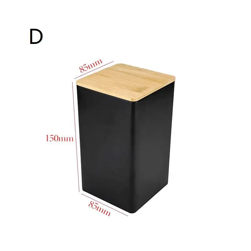 Kitchen Food Bottle Coffee Tea Caddy Sealed Tinplate Storage Jar With Bamboo Lid Spices Tank Container