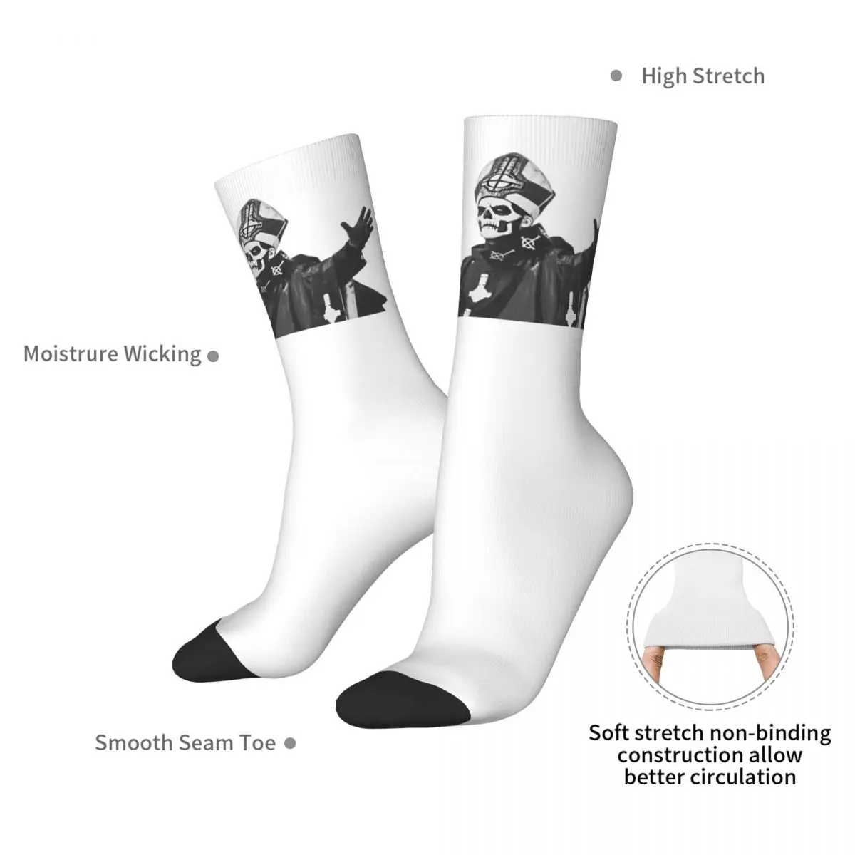 Ghost BC Socks rock band Harajuku Stockings Winter Anti Sweat Unisex Men Socks Medium Soft Design Skateboard Socks