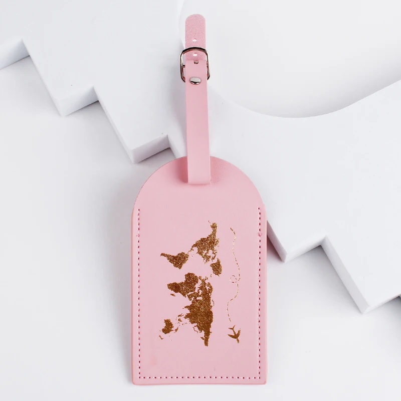 10pcs PU Map Printing Travel Luggage Tags Mix Color