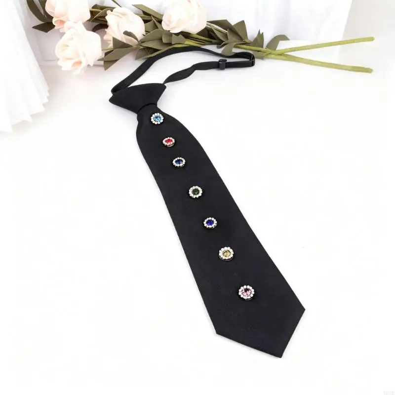 ربطة عنق أنيقة من اللؤلؤ المقلد خفيفة الوزن ومقاومة للتجاعيد ومناسبة لاجتماعات المكتب والمناسبات الكاجوال Y08E