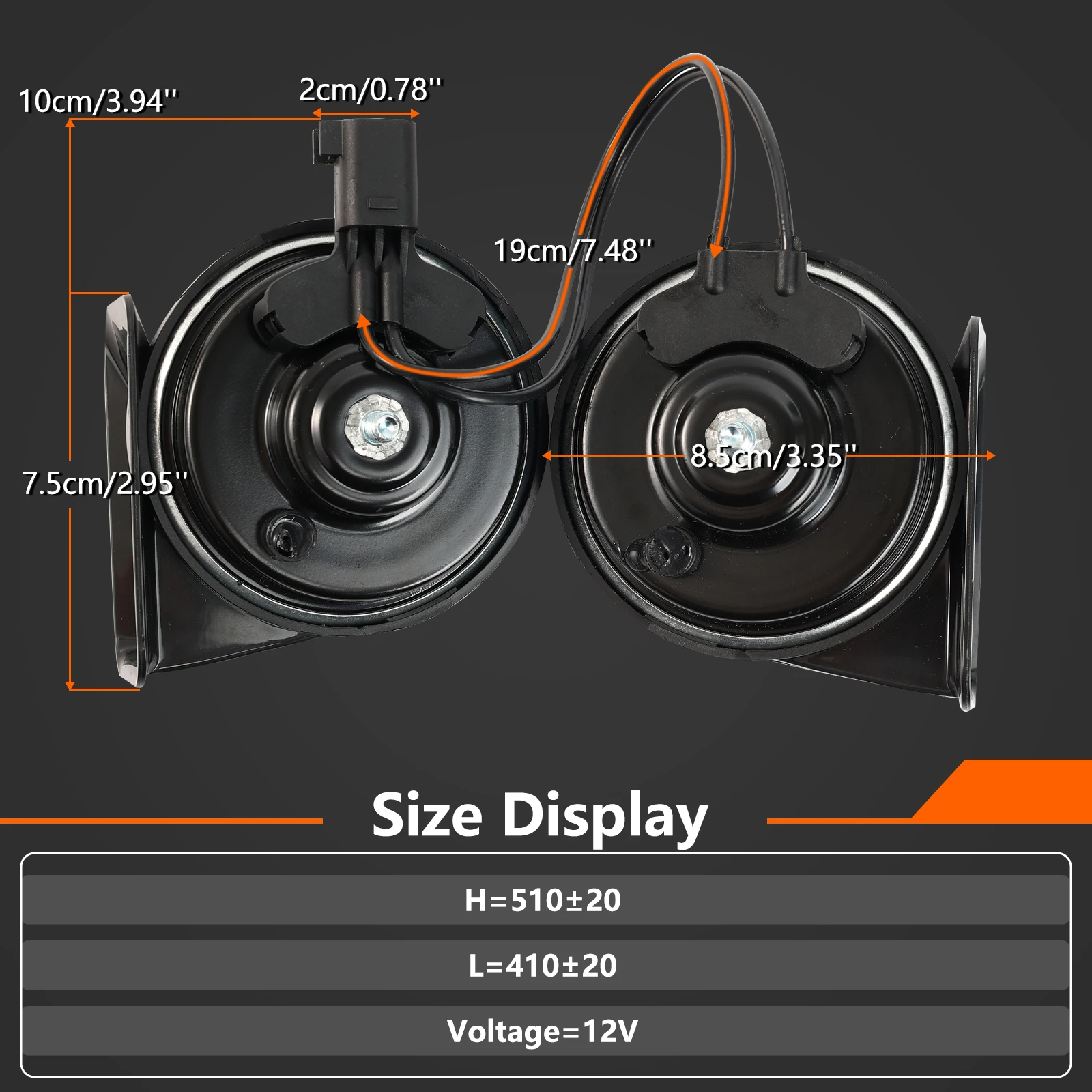 Pair of 12V 120db Twin Tone Snail Horn For Chevrolet Aveo Captiva Cruze Malibu Spark Volt Tahoe Lincoln MKS MKT MKC LaCrosse