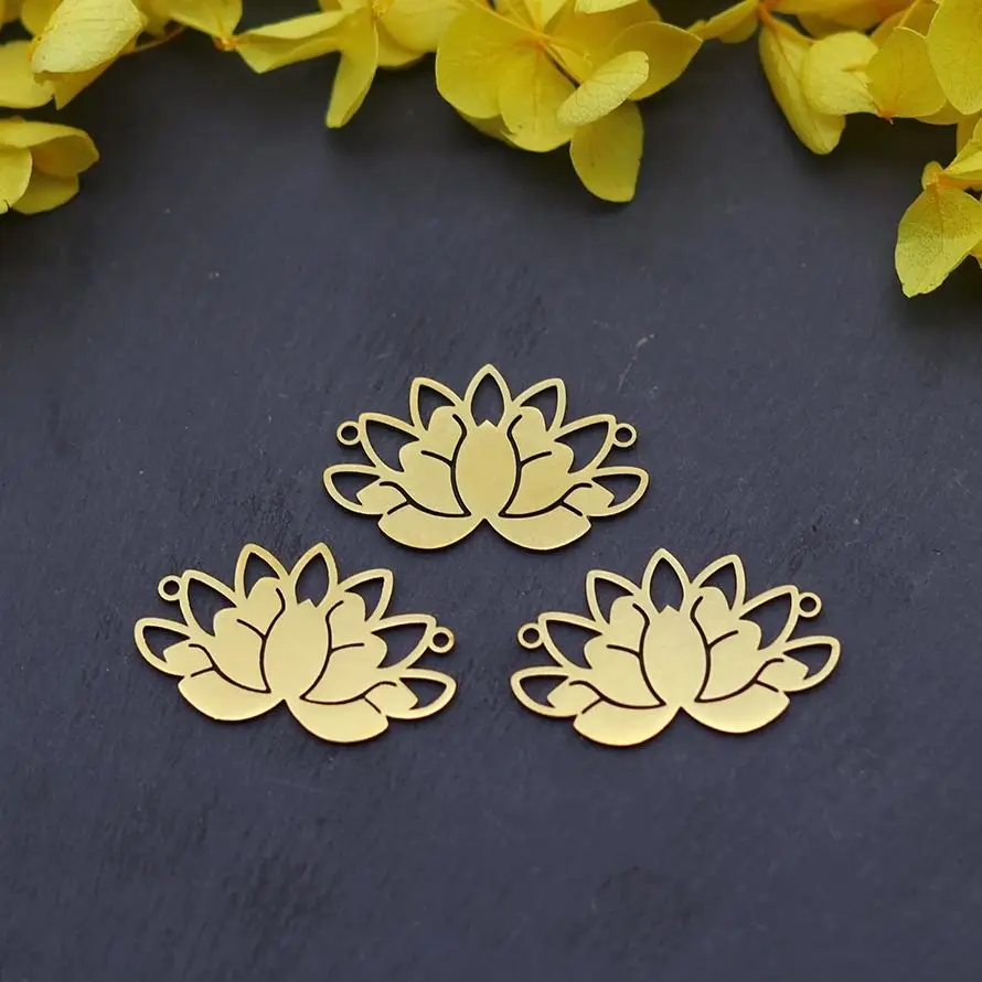 

3pcs Exquisite Lotus Flower Amulet diy Accessories Stainless Steel Pendant Charms for Jewelry Making Bracelets Necklace Material