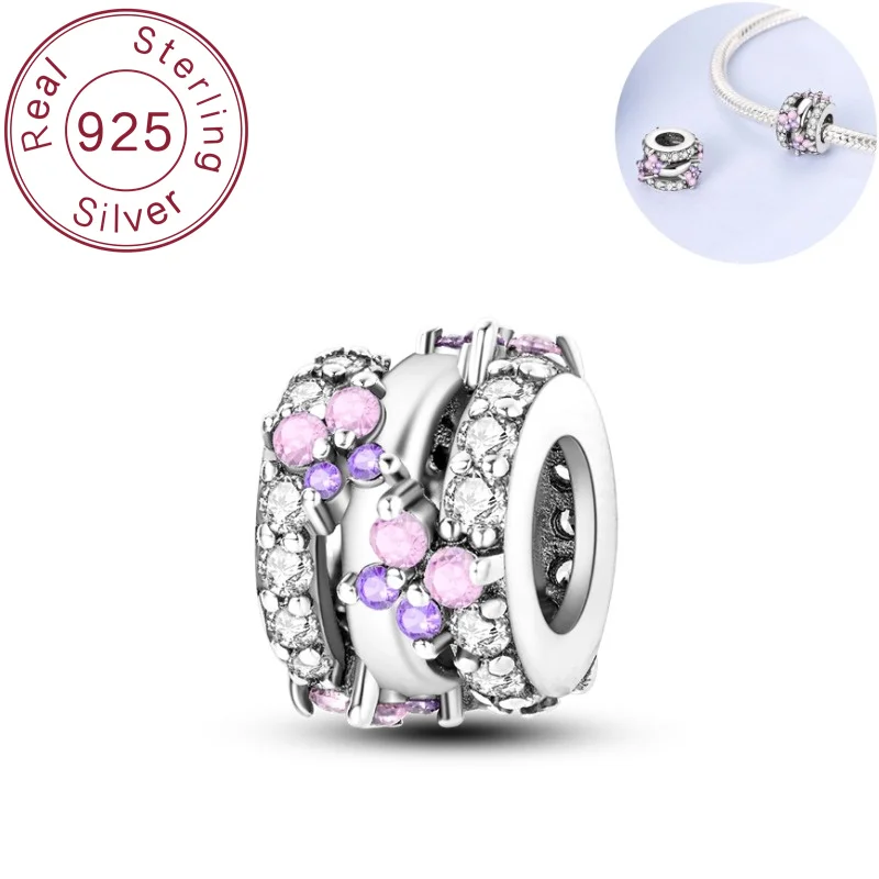 Charm aus 925er Sterlingsilber, glitzernde Scheiben-Tanzschnur-Dekoration, geeignet für Original-Armbänder, Halsketten, DIY-Schmuck für Damen