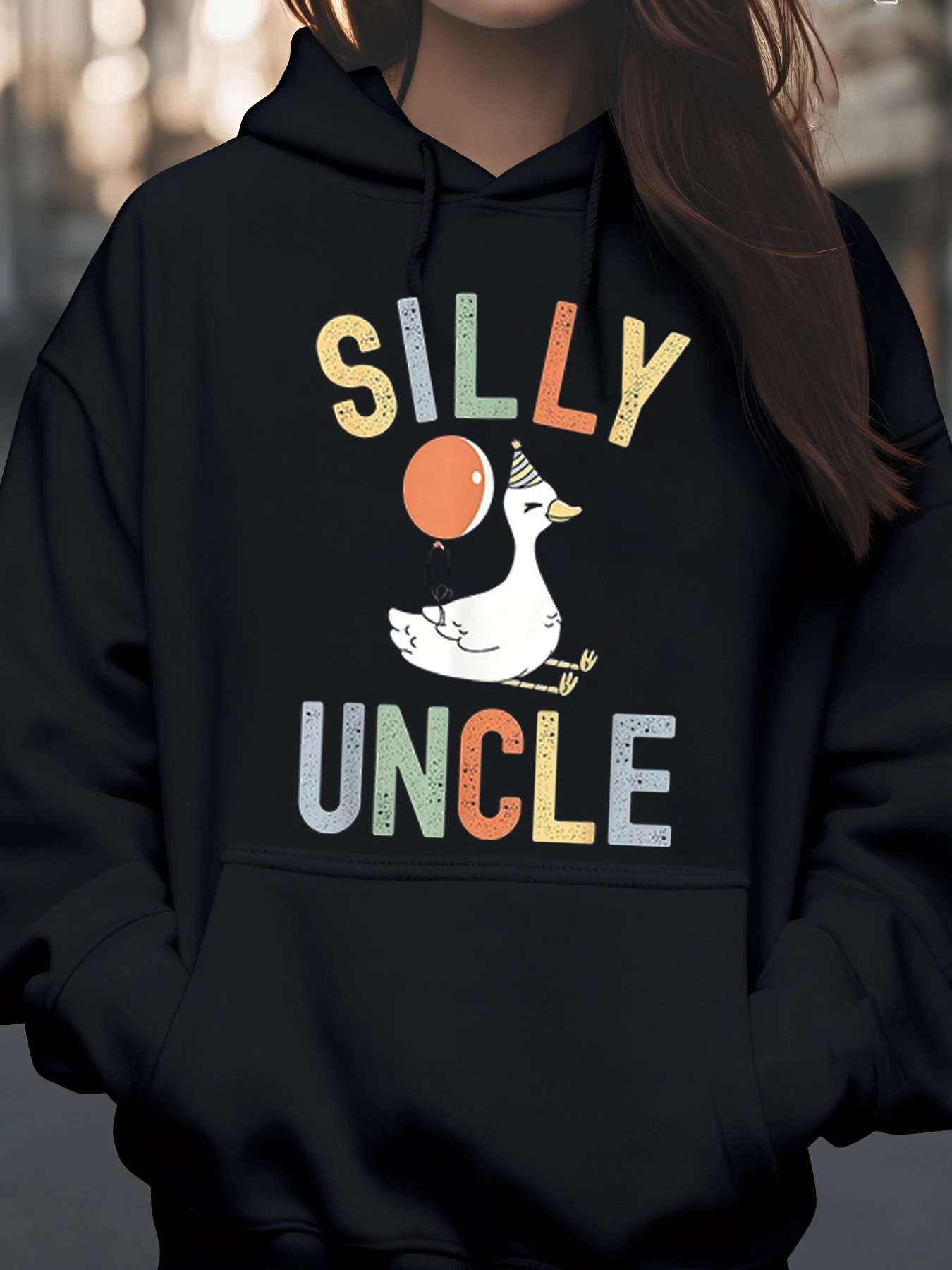 

Толстовка с принтом воздушного шара Silly Uncle Duck, подарок на день рождения, повседневная одежда для мужчин и женщин