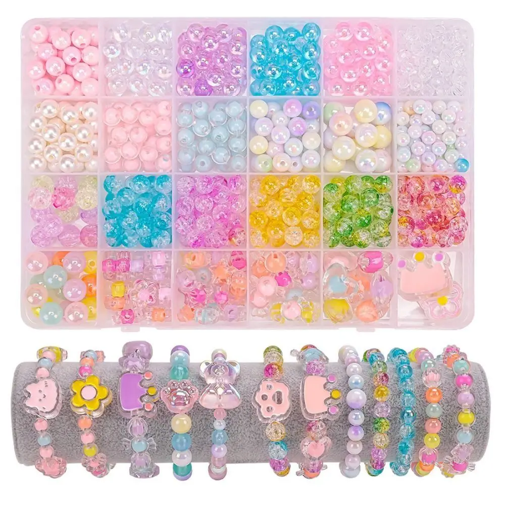 24 grade diy artesanal frisado kit acrílico criativo contas pulseira fazendo kit bonito kawaii diy jóias fazendo kit artesanato educacional