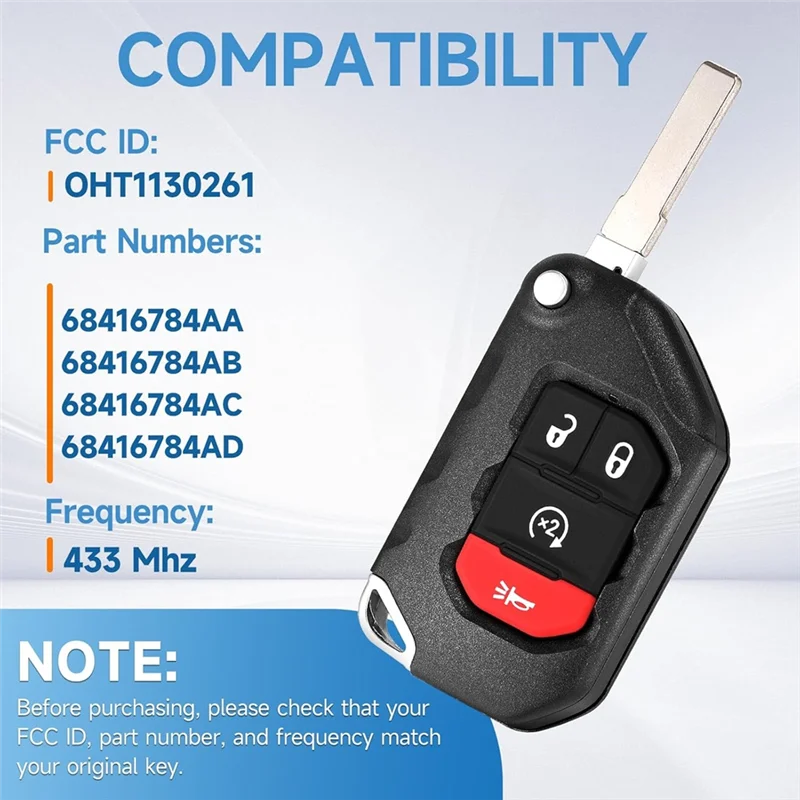 AAAEL-Fits For Jeep Wrangler 2018-2024 Smart Key Fob Replacement Remote Control For Jeep Gladiator Proximity Keyless Entry