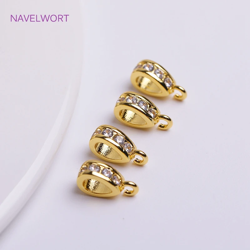 Colgante en forma de gota chapado en oro de 18K, conector de fianzas, espaciador de circón con incrustaciones de latón, percha de cuentas para