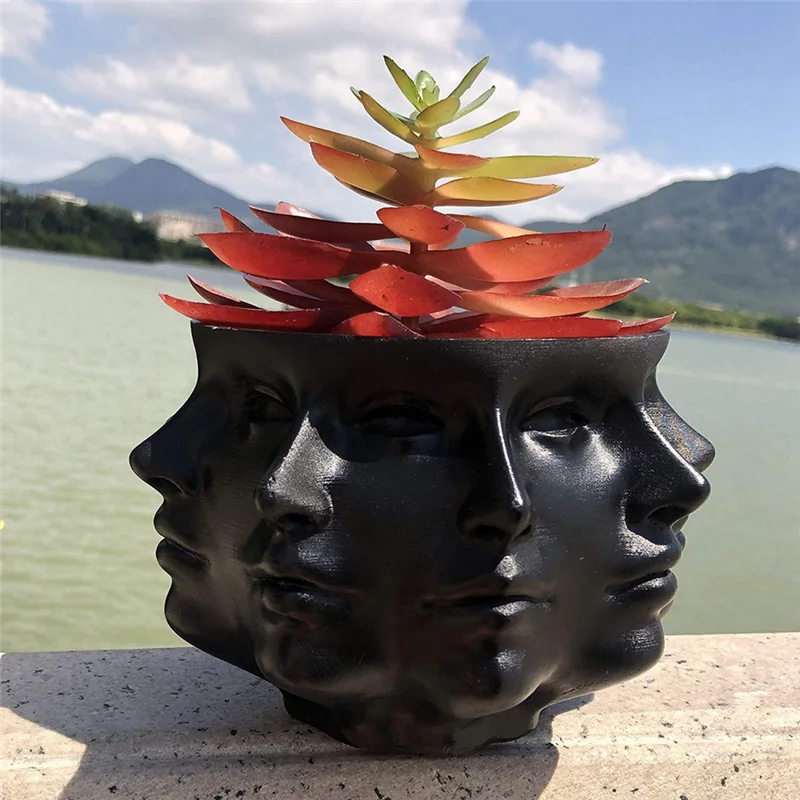 ABNM-maceta de estilo abstracto, molde para florero, maceta facetada con cara humana