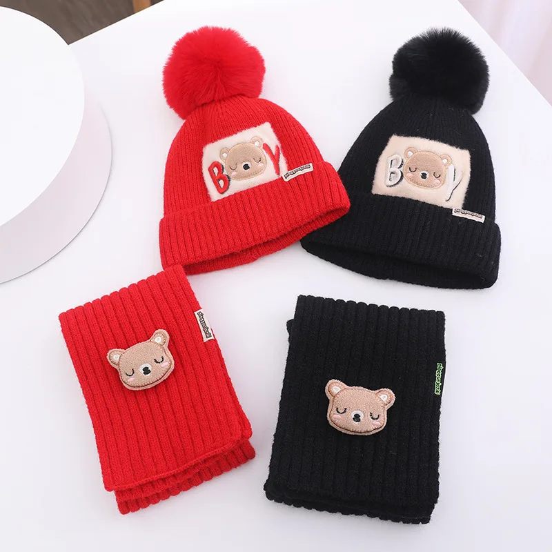 

Beanie Hat Skull Slouchy Unisex New Autumn Winter Cap Boy Woolen Girl Knitted Embroidered Children Scarves 7M124