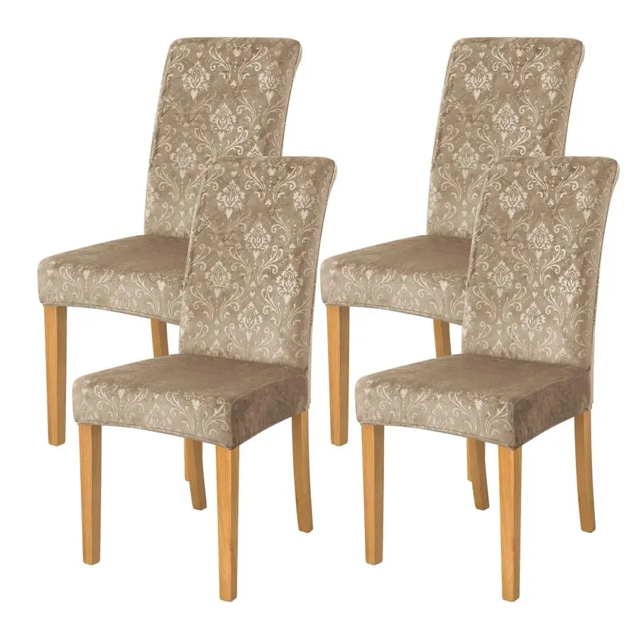 

Chair Covers for Dining Chairs Set of 4,Velvet Beige Stretch Dining Room Chair Cover Kitchen Parsons Chair Slipcovers Pack of 4