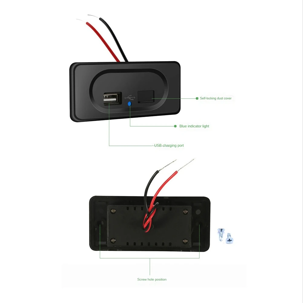 Enchufe de cargador de coche USB Dual, adaptador de corriente de luz LED, 4.8A, 12V, 24V, para motocicleta, camión, ATV, barco, RV, autobús