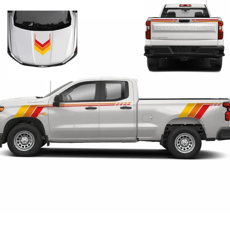 

pickup truck Car Vinyl Stickers Exterior Decoration Sport Off road Customized decals For Chevrolet Silverado