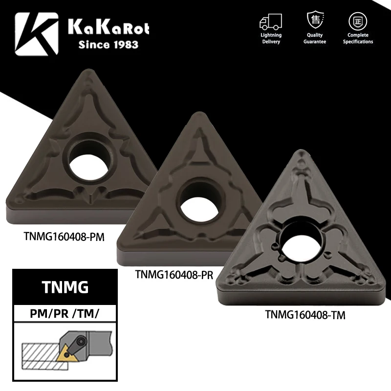 10pcs KaKarot Carbide Insert TNMG160404-TM TNMG160408-PM GF YT6020 External Turning Tools For Steel Metal TNMG Turning Tools