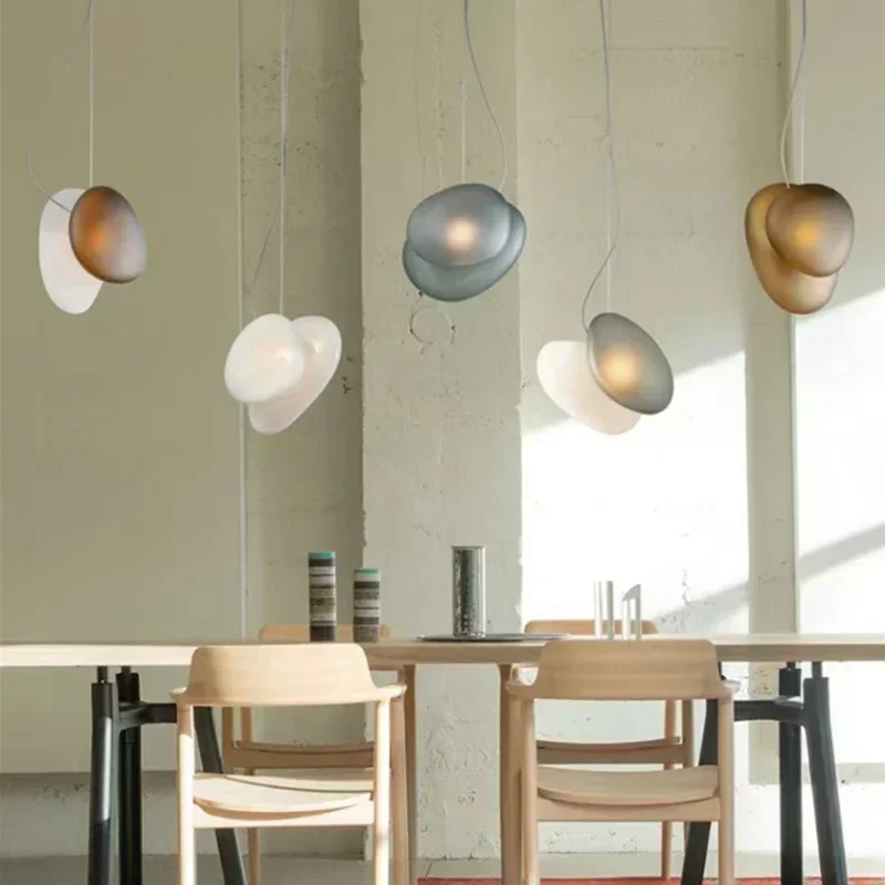 Indoor  Modern LED Pendant Lights White Blue Gray Amber Glass Hanging Lamp For Dining Room Kitchen Bar Shop Wire Adjustable