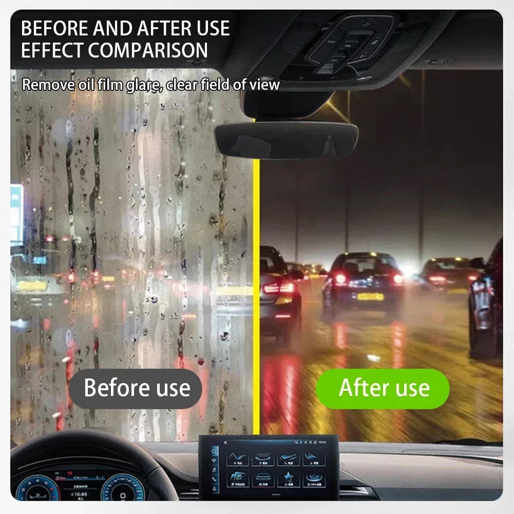 Non Toxic Car Glass Oil Film Remover Kit Powerful Windshield Cleaner Sponge Brush for Stain Removal Auto Detailing Eco Friendly view 4