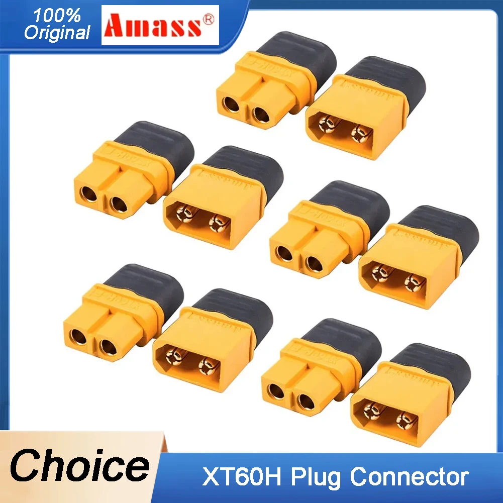 

10PCS AMASS XT60H + XT60 Connector with Cover Protection Male Female Power Plug with Sheath for Lipo Battery RC Planes Cars