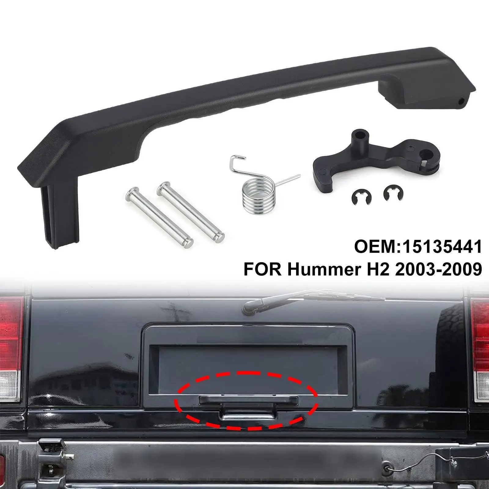 

Tailgate Handle Liftgate Catch Handle 15135441 Easy Installation Black Replacement Exterior Textured Lever Car Door Handle