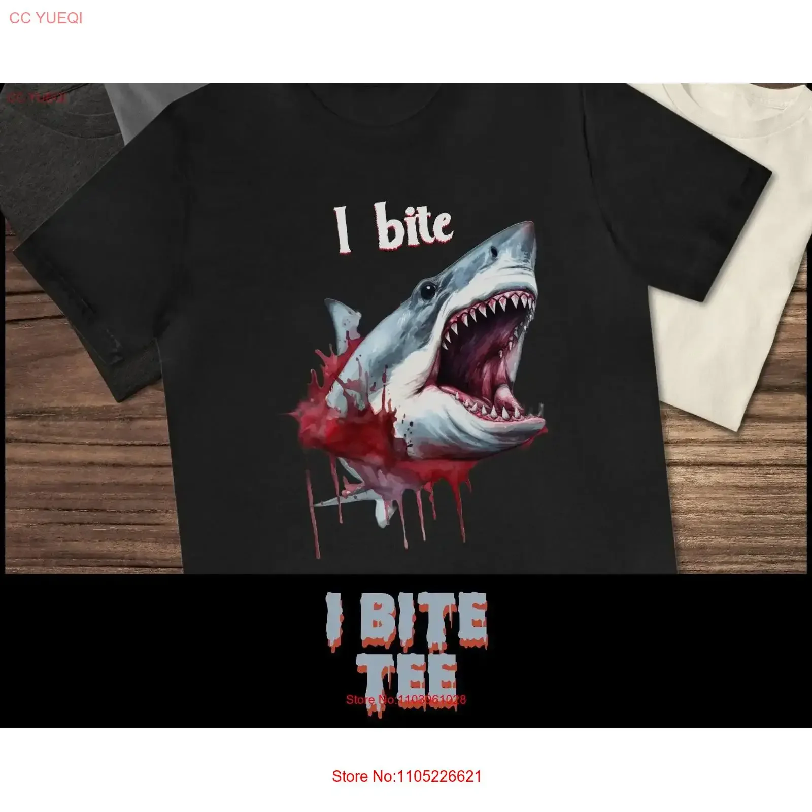 I Bite Shark tee unisex attack horror T Shirt for her Bloody gift Great White summer vintage Washed Comfortable Unisex