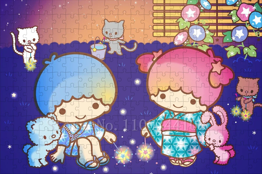 Sanrio Little Twin Stars Jigsaw Puzzles 35/300/500/1000 Pieces Cartoon Puzzles Kids Intelligence Game Toys New Year Gifts