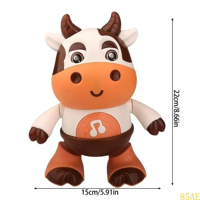 85EAE Musical Electronic Cow Toy for Kiddler Light Up Singing Toy Electric Calf Toy Cow with Music Light