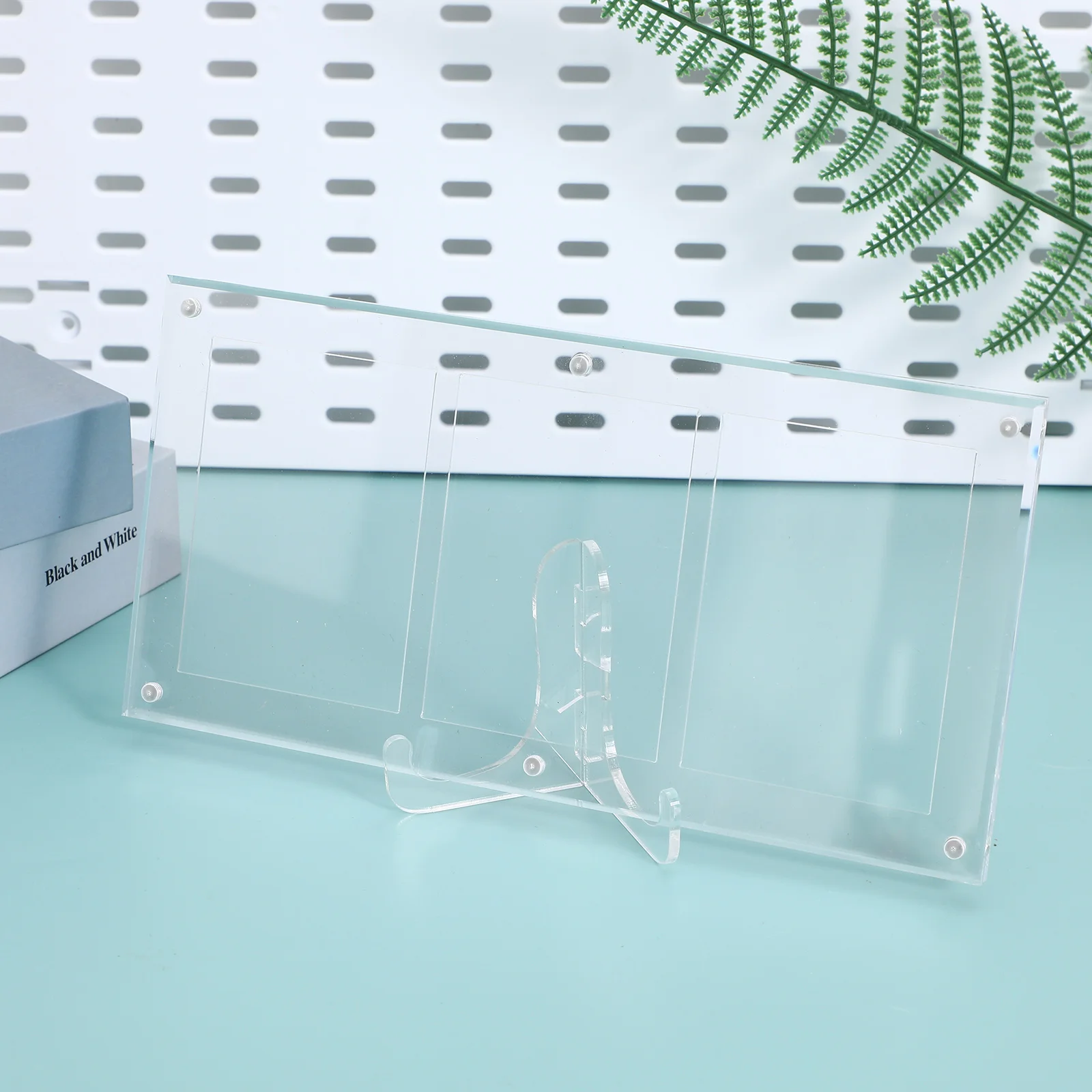 Acrylic Brick Clear Display Stand Card Picture Holder Easel Baseball Plaque Stands for