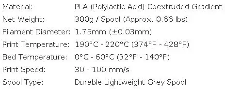 300g/Spool Coextruded PLA Filament 1.75mm Random Color Shift Rainbow Gradient Material High Precision Fast Shipping