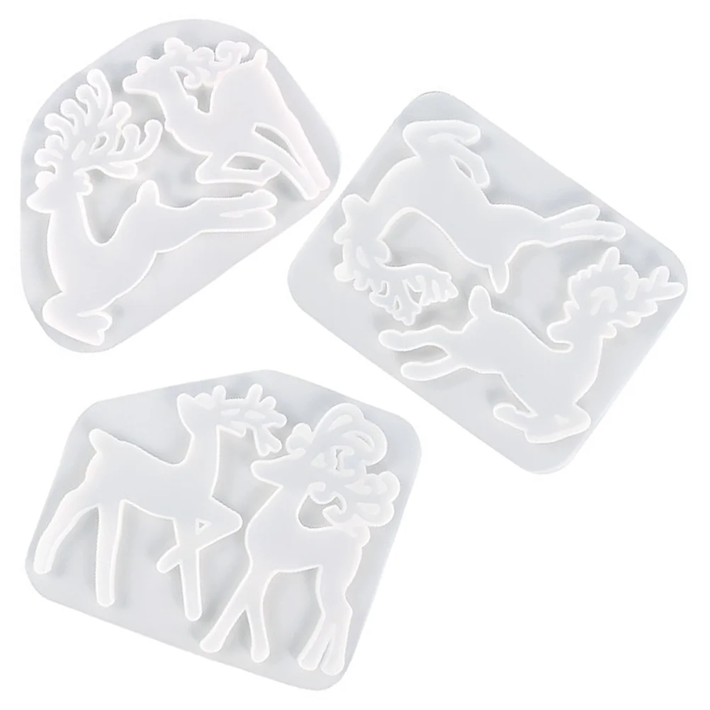 

3Pcs Silicone Elk Molds Christmas Theme DIY Casting Mold for Pendants Keychains Bracelets Phone Charm Craft Supplies